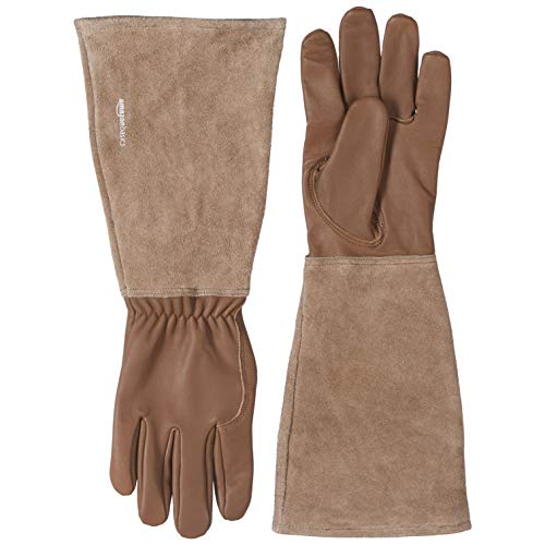 Amazon Basics Leather Gardening Gloves with Forearm Protection