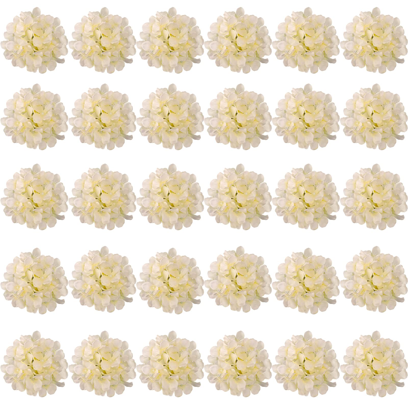 JPSOR 30pcs Artificial Hydrangea Silk Flower Heads with Stems