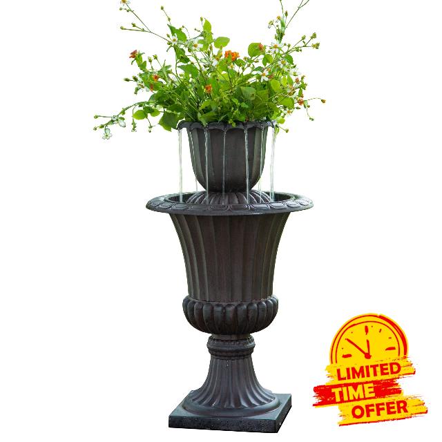 Teamson Home VFD8193 Peaktop-Outdoor 28.35" Urn Flower Pot Water Fountain Peaktop-VFD8193 Fall