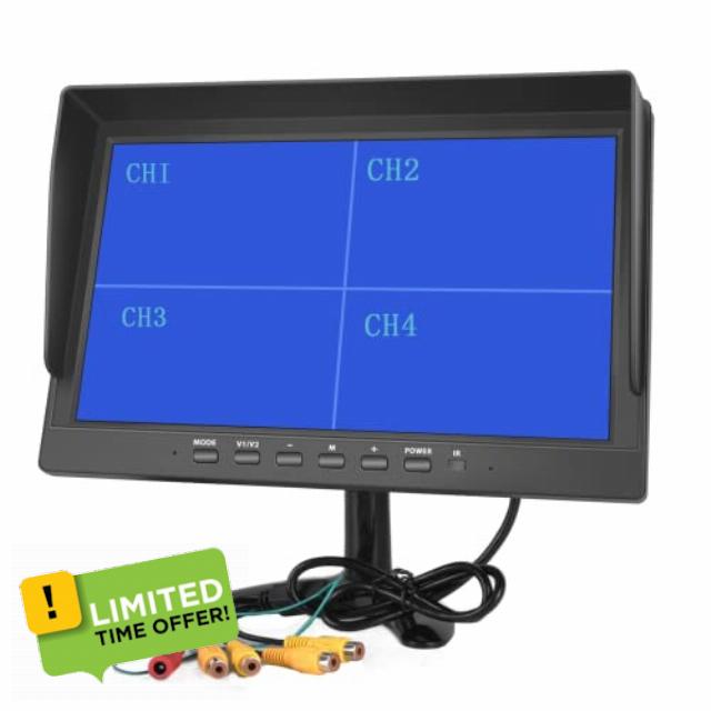 Hikity 10 Inch Small Monitor Screen Video Displays Quad Split HD Screen