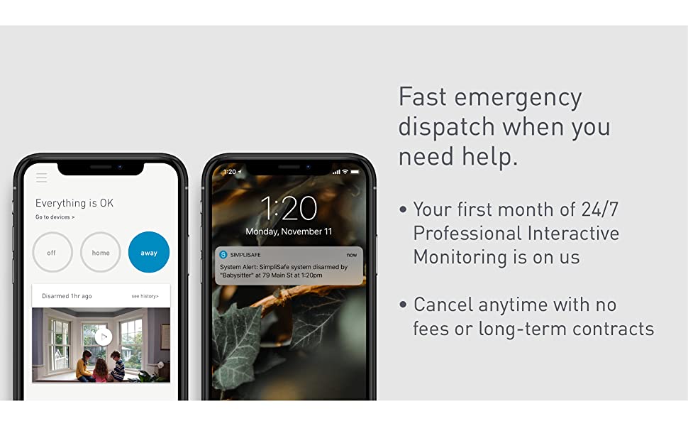 24/7, professional, interactive, monitoring, no contracts, SimpliSafe, home security, DIY, install