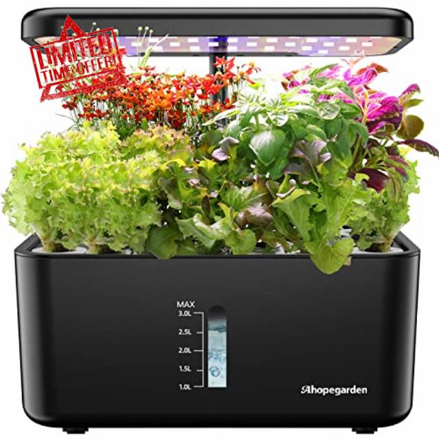 Indoor Garden Hydroponic Growing System: Plant Germination Kit Aeroponic Herb Vegetable Growth Lamp Countertop with LED Grow Light - Hydrophonic Planter Grower Harvest Veggie Lettuce