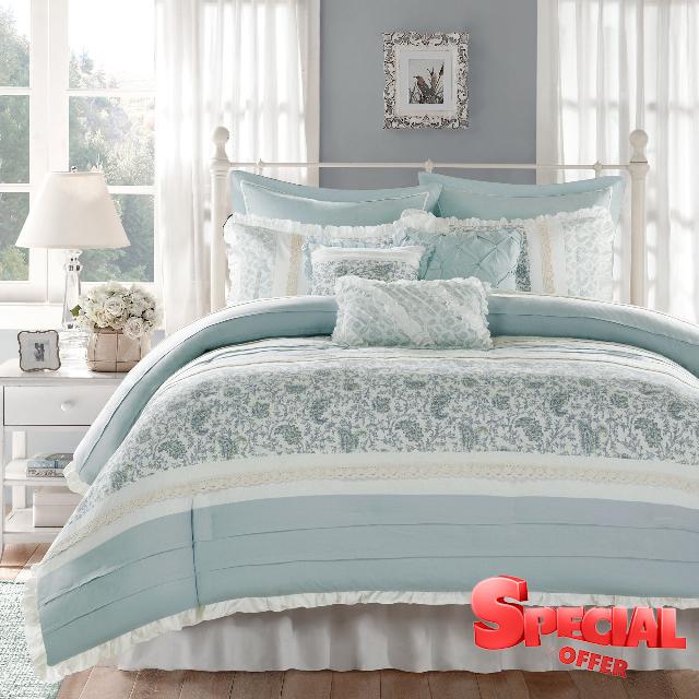 Madison Park 100% Cotton Comforter Set-Modern Cottage Design All Season Down Alternative Bedding