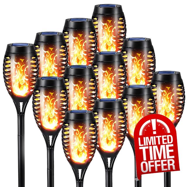 Toodour Solar Torch Flame Lights
