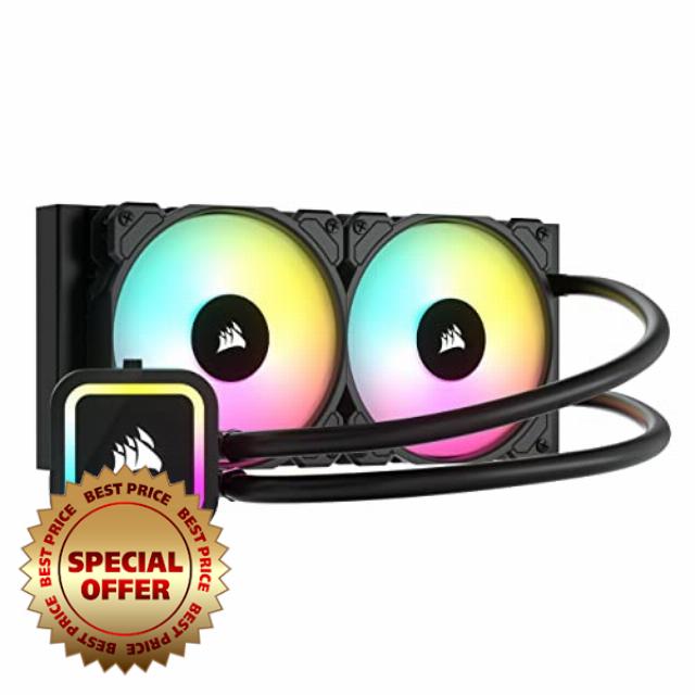 Corsair H100x RGB ELITE Liquid CPU Cooler - 16 Dynamic RGB LEDs - SP120 RGB ELITE Series PWM Fans With AirGuide Technology - Intel LGA 1700