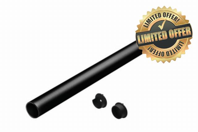 Elef 24” Black Closet Rod Round with End Supports – 1 Pack