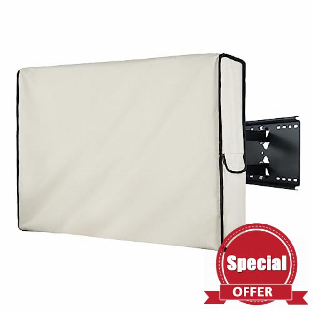 Porch Shield 34-39 inches Outdoor TV Cover Universal Weatherproof Protector for LCD LED Plasma Flat TV Screen Compatible with Wall Mounts and Stands Beige