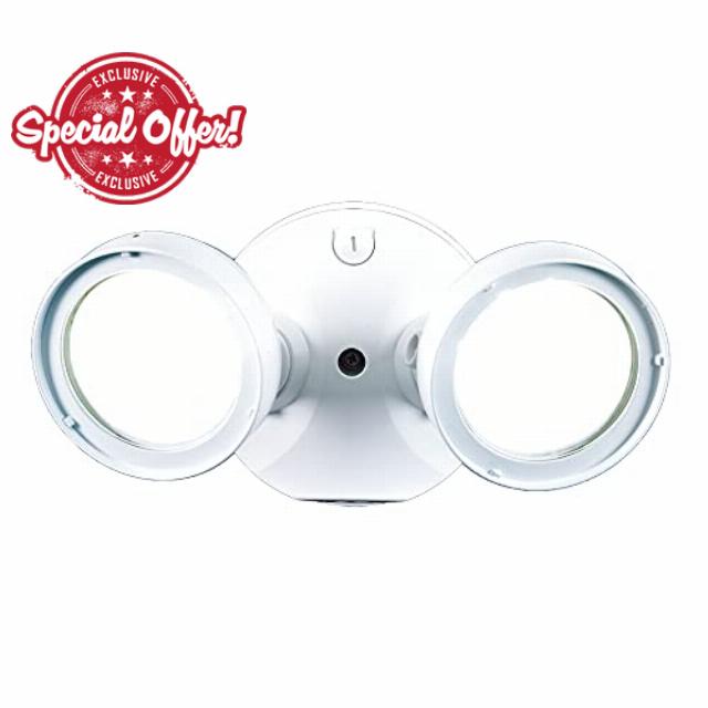Halo Outdoor LED Dusk to Dawn-Flood & Security Light - 2 Round Heads - White