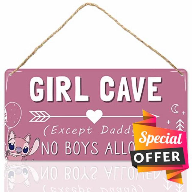 Cute Room Decor Signs For Teen Girls Bedroom Decor Kids Room Door Sign Pink Wall Decorations Girl Cave No Boys Allowed Signs Cool Things For Your Room Signs 12x6 Inches