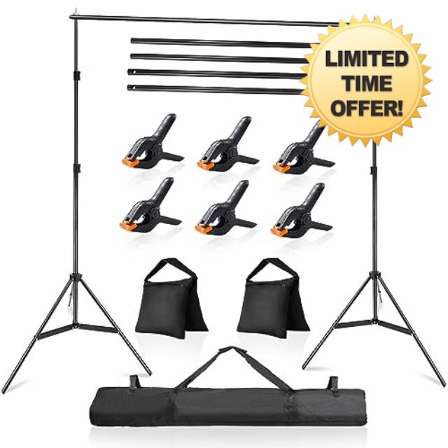 LDGHO Photo Video Studio 10x7Ft (WxH) Adjustable Background Stand Backdrop Support System Kit with Carry Bag
