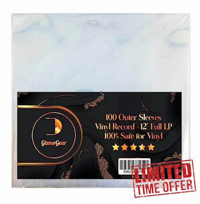GizmoGear 100pk High-Quality Clear Vinyl Record 33/45 RPM Outer Sleeves (100 Pack) Archival Quality