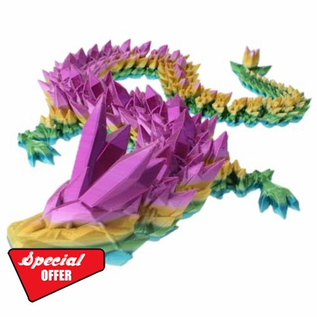 3D Printed Beautiful Flexible Crystal Dragon Figurine Decor Adults Fidget Toys (Dragon)