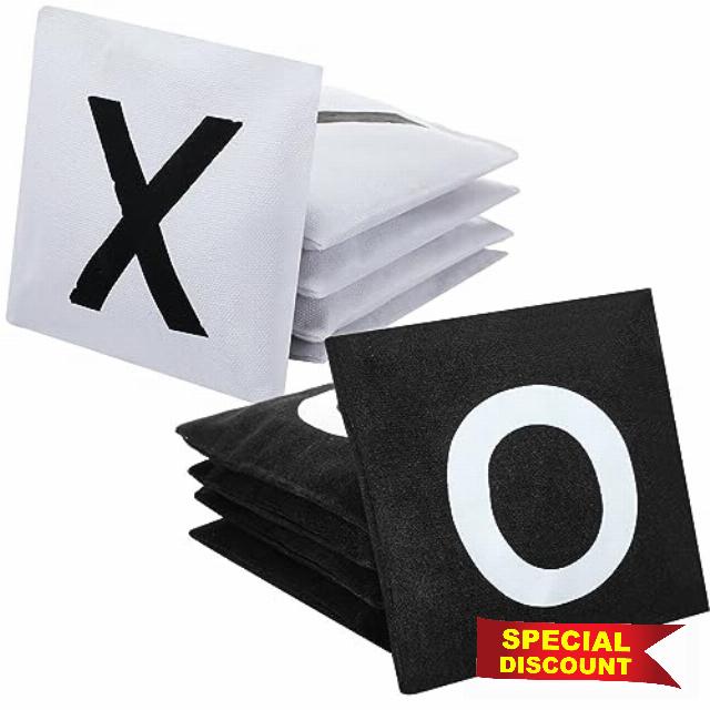 Sotiff 10 Pcs Outdoor Tic Tac Toe Bean Bags Indoor Outdoor Bean Bag Toss X's and O's Tic Tac Toe Replacement Bags for Teens and Adults