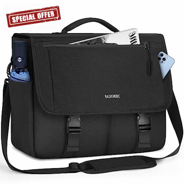 RAINSMORE Messenger Bag for Men 15.6 Inch Laptop Casual Satchel Bag Large Women Briefcase