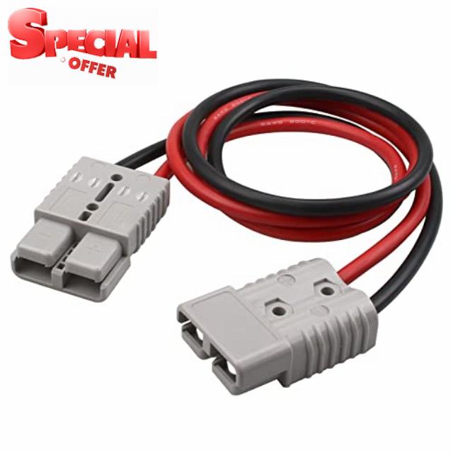 Bumbesti 175A Battery Quick Connect Disconnect Plug Jumper Cables Connectors for Anderson Connector Plug One-to-One Customization Power Forklift Connector (2 * 6 AWG 47inch)