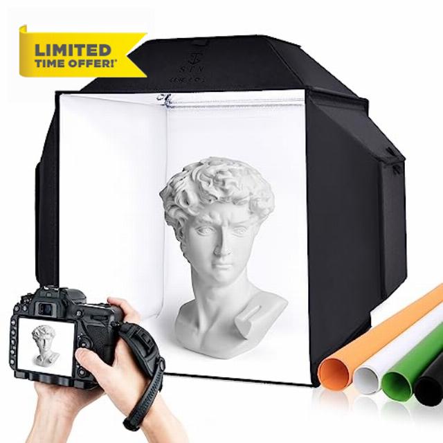 STN Photo Light Box 16"x16" 480 LED Light Box Photography CRI ≥97 Photo Studio Light Box with 4 Kinds Color Backgrounds for Jewelry and Small Products