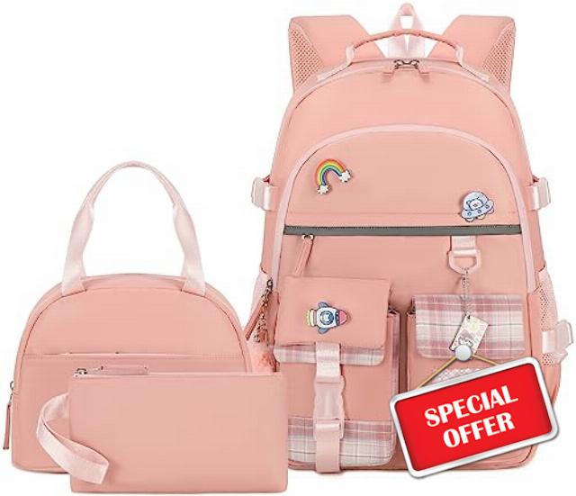 Hey Yoo Cute Backpack for School Backpack for Girls Backpack with Lunch Box Bookbag Set Kids Backpacks for Teen Girls