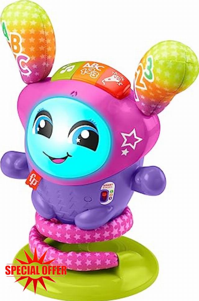 Fisher-Price Baby & Toddler Learning Toy DJ Bouncin’ Star with Music Lights & Bouncing Action for Ages 6+ Months
