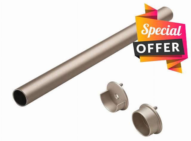 Elef 36” Matte Nickel Closet Rod Round with End Supports