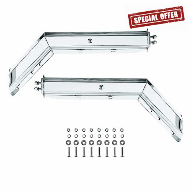 CHDT66 Angle Down 30.25 inch Spring Loaded Mud Flap Hanger Kit for Semi- B67 Widen Surface Type - w/Hardware for Mounting Hangers and Flaps - Bolt Spacing: 1-1/8“ - Chrome Finish