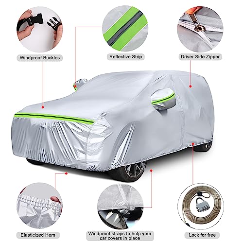 6 Layers Sliver All Weather Custom-fit Car Cover with Zipper Door for Snow Rain Dust Hail Protection (4Runner)