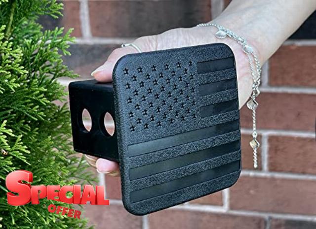 eVerHitch 2 Inch Trailer Hitch Cover Plug with American Black Flag Fit for 2 Inch Hitch Receivers Class 3 4 5 for Toyota Ford Nissan Dodge Ram Porsche Jeep Chevrolet Benz ATV