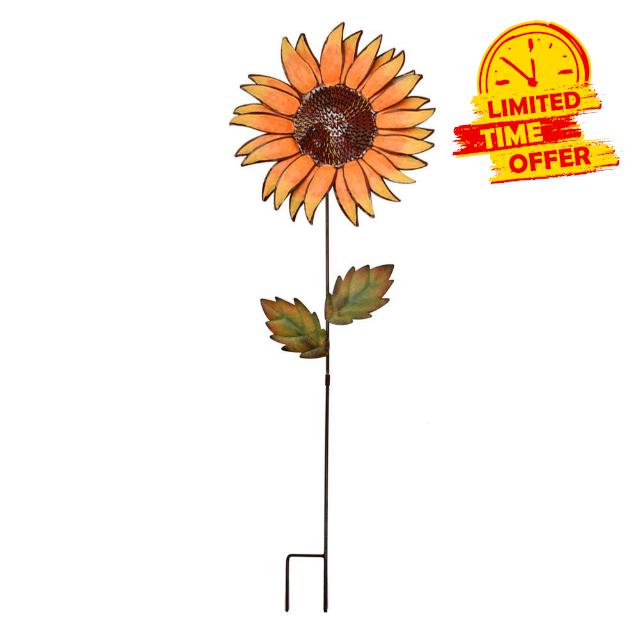 Morning View Metal Sunflower Garden Stake Decor Outdoor Sunflower Yard Stakes Sunflowers Yard Art Large Garden Sunflower Decor Flower Yard Lawn Ornaments Patio Decor Planter Stake (36 Inches High)