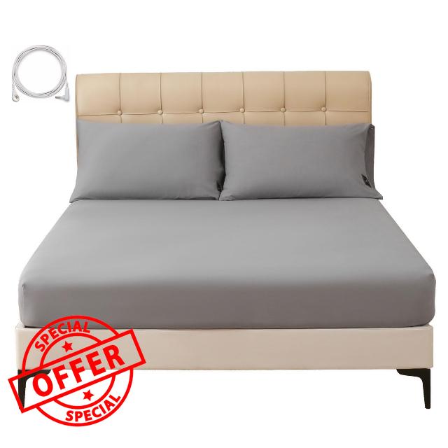 Grounding Fitted Sheet – Earth Grounding Sheet Silver Fiber Infused Conductive Bedding for Improved Sleep & Wellness (Gray