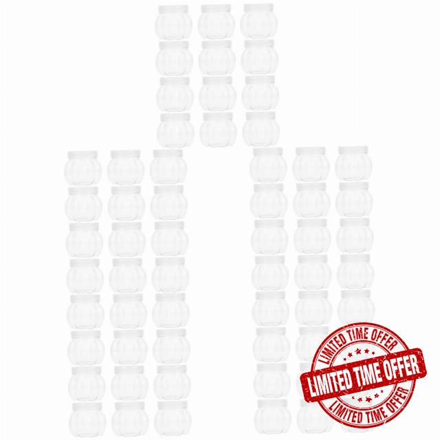 VOSAREA 60 Pcs Pet Pumpkin Jar Birthday Candy Loose Tea Canister Halloween Candy Box Mini Food Containers Clear Jar Container with Lid Gift Wrapping Jar Candy Jars Pumpkin Gift Jar Wedding