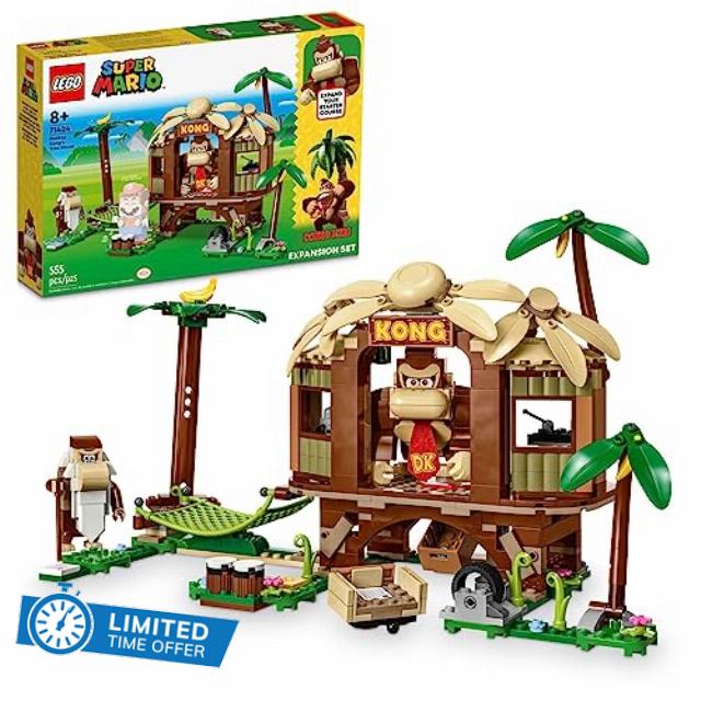 LEGO Super Mario Donkey Kong’s Tree House Expansion Set 71424 Collectible with 2 Buildable Characters; Donkey Kong and Cranky Kong