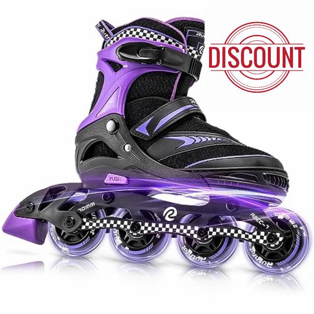 Ruthfot Adjustable Inline Skates for Boys and Girls with Full Light Up Wheels