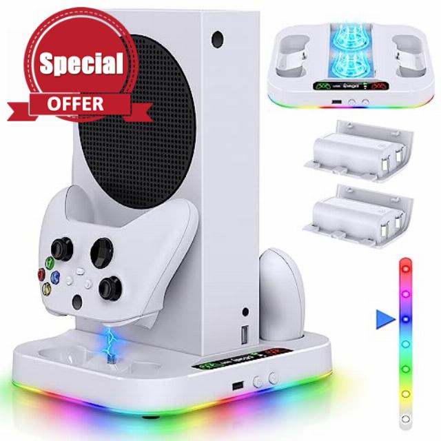 Cooling Fan Stand & RGB Light Strip for Xbox Series S