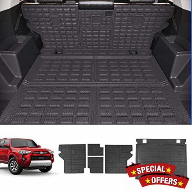 Xipoo Fit 2010-2023 Toyota 4Runner Rear Backrest Mat Cargo Mat TPE Material Cargo Liner for 2010-2023 Toyota 4Runner Accessories (Backrest Mat+Trunk Mat