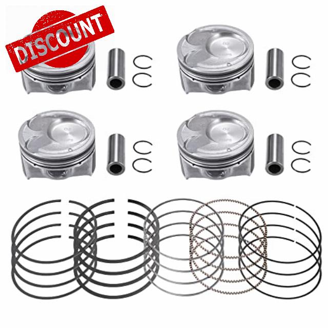Hihaha No.230412E210 / Inner/Engine Piston and Pin and Snap Ring for Hyundai Elantra 2014-2016 For Kia Forte 2014-2018 / Piston Rings Kit/Metal / 1 Set/Silver Tone