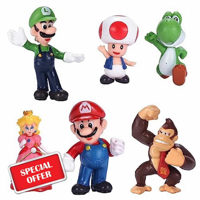 Pack of 6 Mario Toys Bros Super Mary Princess