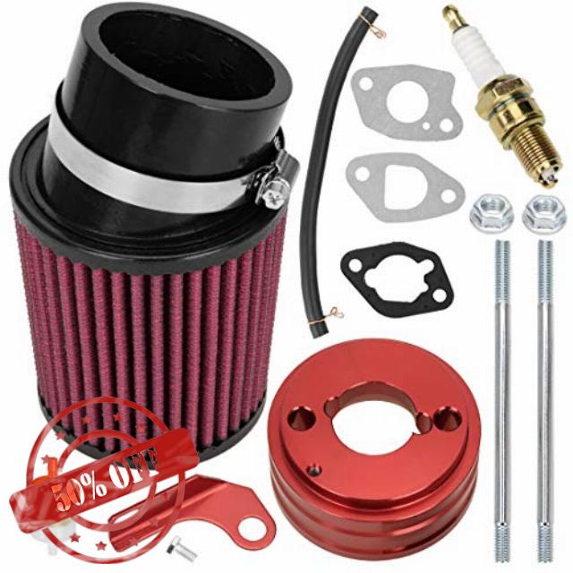 FVRITO High Performance Upgraded Filter Adapter Intake Spark Plug Kit for Predator 212cc 6.5 Hp Honda GX160 GX200 Engine Mini Bike Go Kart Racing Red