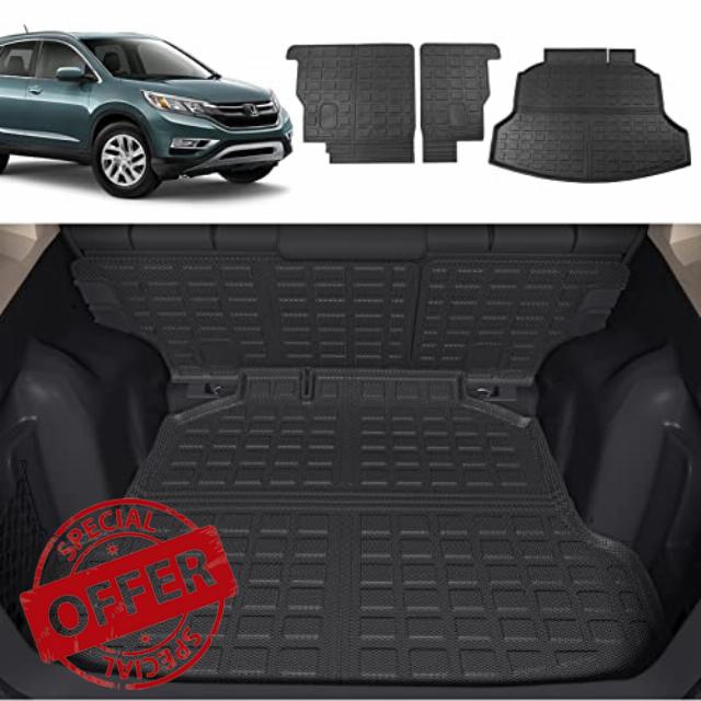 Xipoo Fit 2012-2016 Honda CRV Cargo Liner Rear Backrest Mat TPE Trunk Mat for 2012 2013 2014 2015 2016 Honda CRV Accessories (Cargo Mat +Backrest Mats)