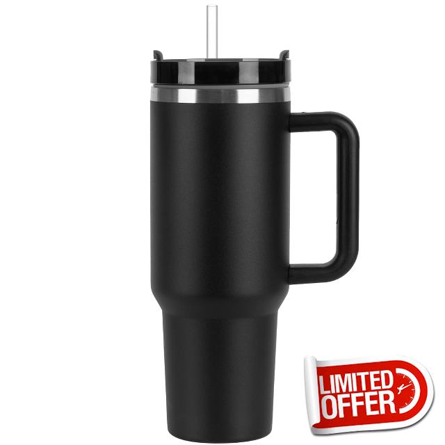 TEAMVV Simple Modern 40 oz Tumbler with Handle and Straw Lid for Water