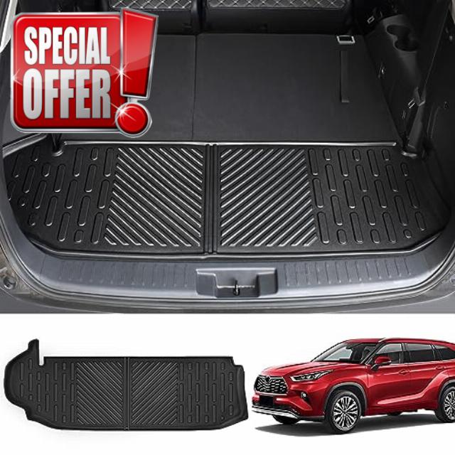 Utiiy Fit for 2020-2023 Toyota Highlander Cargo Mat TPE Cargo Liner All Weather Trunk Mat for Highlander Accessories