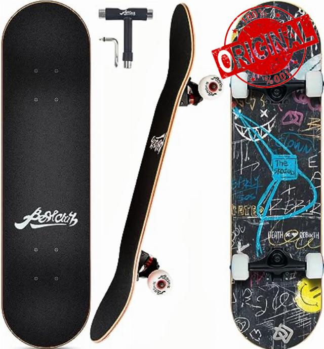 Bestclub 2023 Pro Complete Skateboards for Beginners Adults Teens Kids Girls Boys 31x8 Inch Skate Boards 7 Layer Canadian Maple Double Kick Deck Concave Longboards