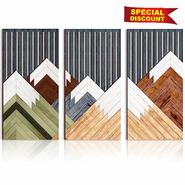 IARTTOP Abstract Mountain Wall Art Geometric Forest Nature Wood Artwork Modern Mountains Wall Decor Boho Wall Art Home Decor Wall Decor for Bedroom Living Room Office Decoration