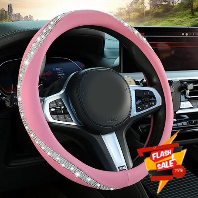 Diamond Leather Steering Wheel Cover - Car Steering Wheel Cover for Women Men