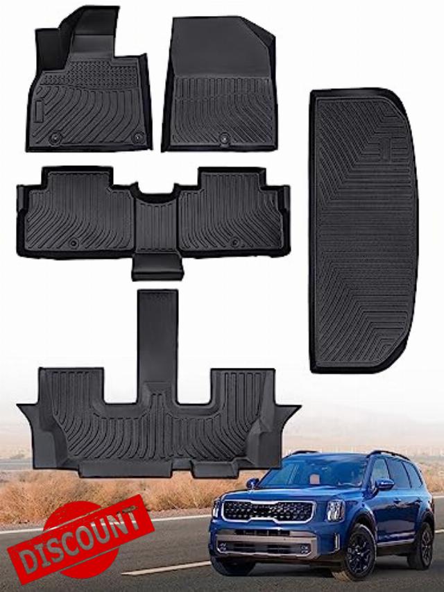 DrCarNow for 2020 2021 2022 2023 Kia Telluride Floor Mats Cargo Liner (Fit 7/8 Seat