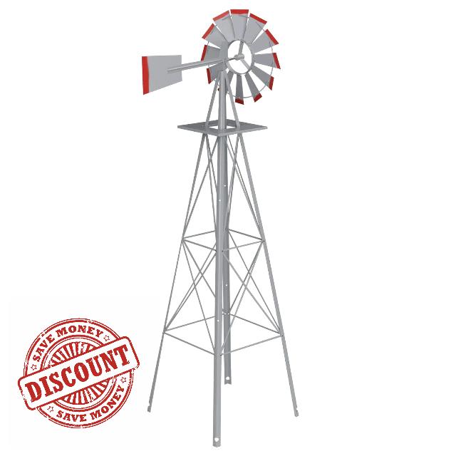 Betterland 8FT Metal Windmill Ornamental Spinner Backyard Garden Decoration Weather Vane for Yard Weather Resistant (Grey)