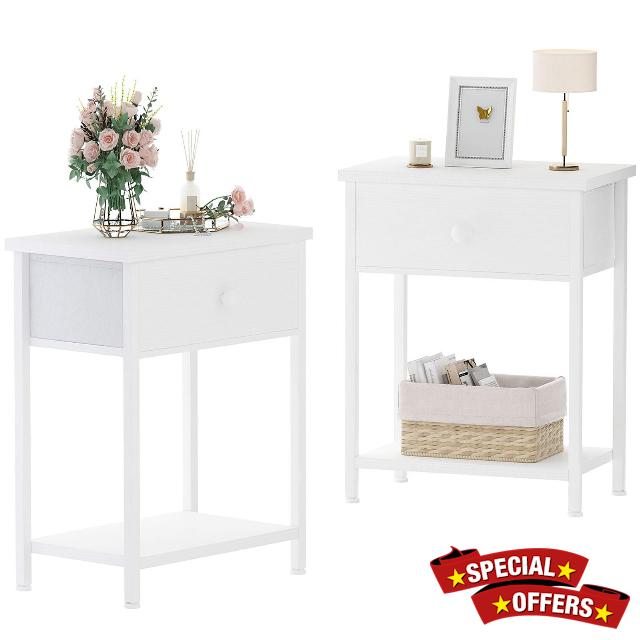 KAI-ROAD White Nightstands Set of 2