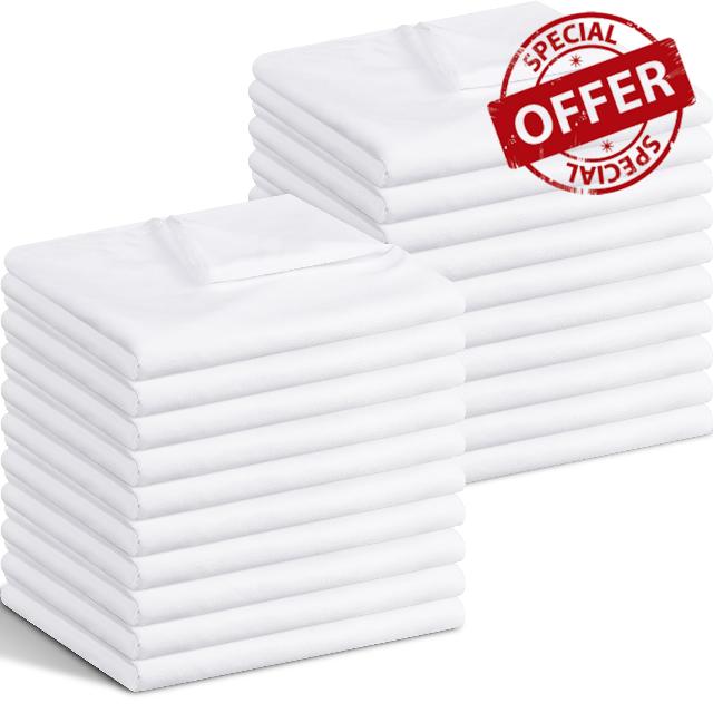 Preboun 20 Pack White Flat Sheets Bulk Soft Microfiber Top Sheets Flat Bedding Sheets Bulk Easy Care for Home