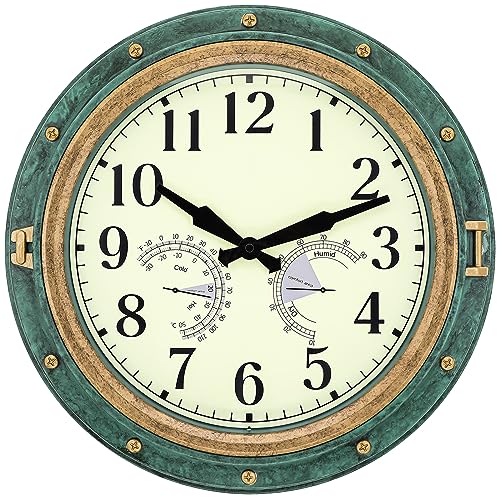 Waterproof Wall Clock with Thermometerand Hygrometer