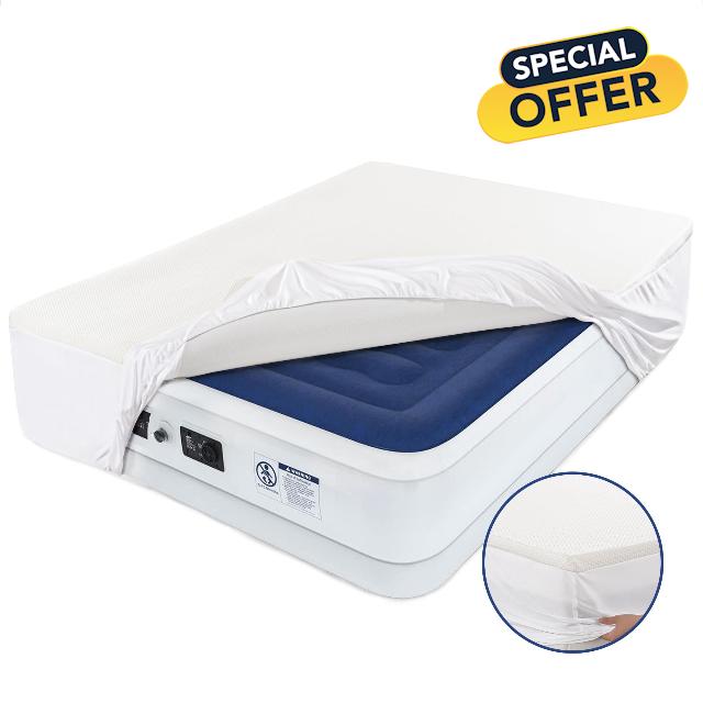 HOMBYS Memory Foam Air Mattress Pad-Extra Thick Air Mattress Topper Twin Size Air Mattress Cover