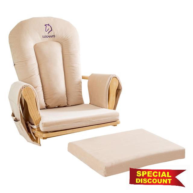 LUXMARS Glider Rocker Replacement Cushions with Storage Pockets