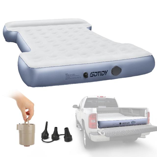 GOTIDY Truck Bed Air Mattress for Full Size 6‘-6’5 Short beds - Inflatable Truck Bed Mattresses for Short Truck Beds with Wireless Rechargeable Pump